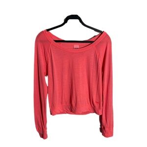 PINK by Victorias Secret Women’s SZ M Neon Orange  Long Sleeve Crop Shirt